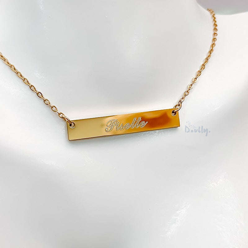 Personalized Photo Engraved Classic Bar Necklace | Doubly PH