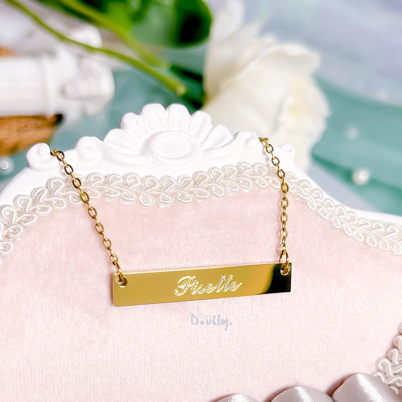 Personalized Photo Engraved Classic Bar Necklace | Doubly PH