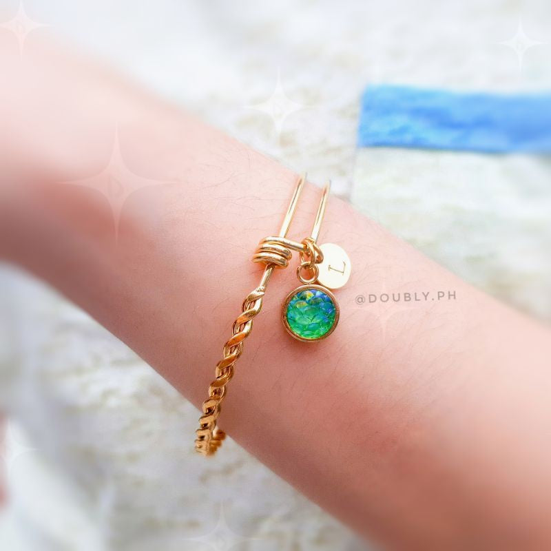 Initial Mermaid Stone Knot Bangle | Doubly PH