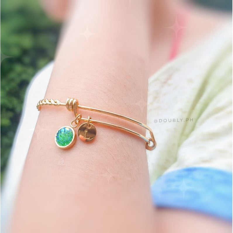 Initial Mermaid Stone Knot Bangle | Doubly PH