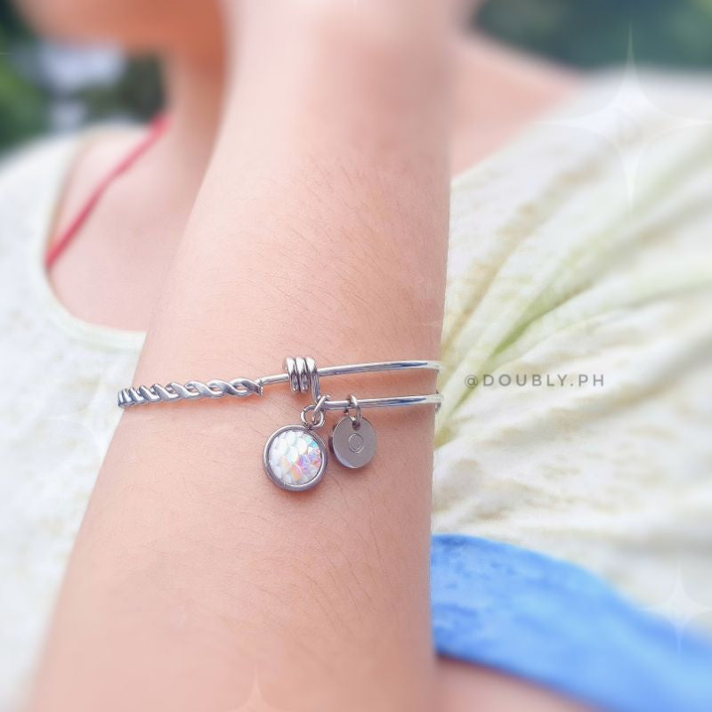 Initial Mermaid Stone Knot Bangle | Doubly PH