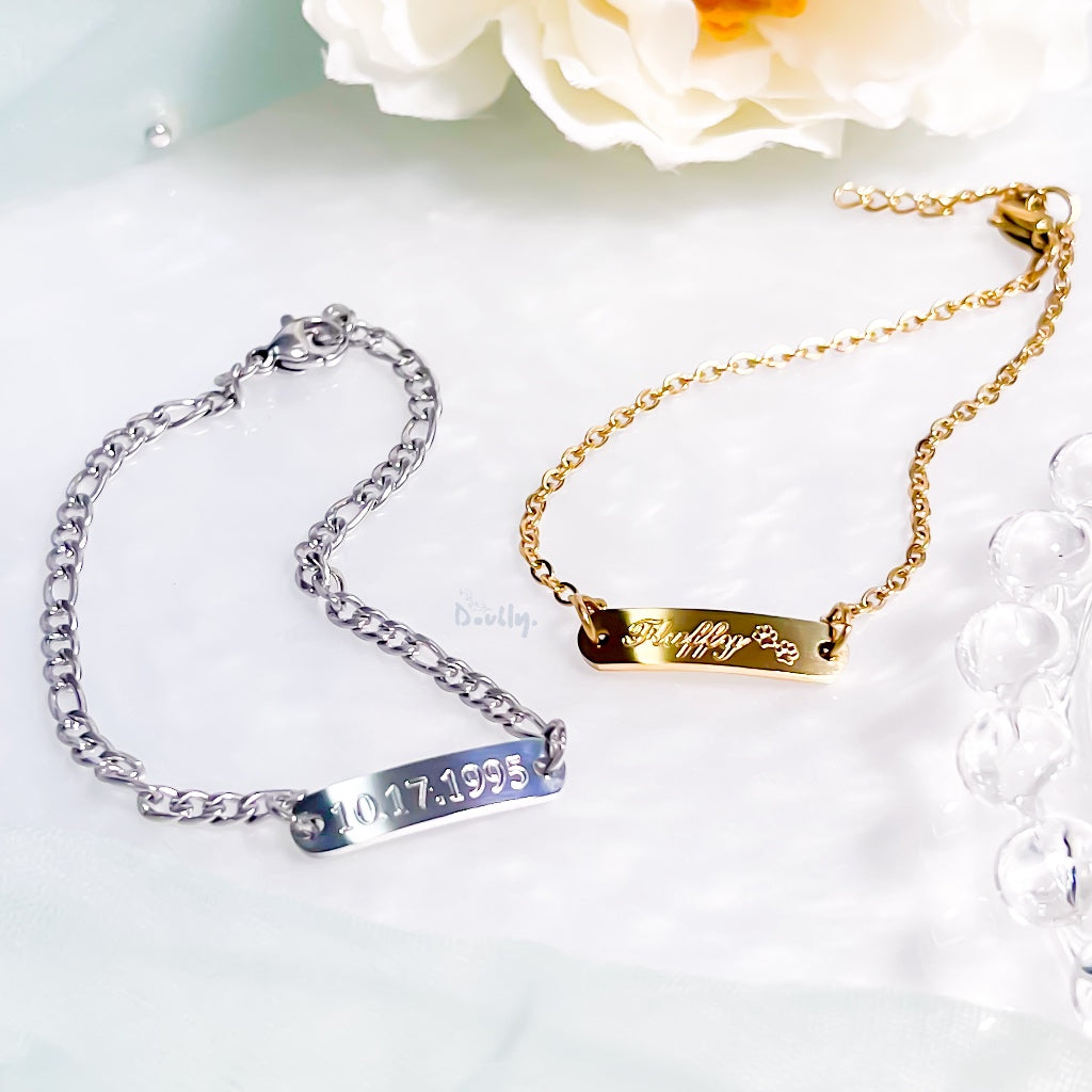 Personalized Photo Engraved Classic Bar Bracelet | Doubly PH