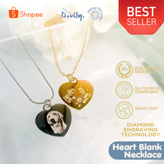 Personalized Photo Engraved Heart Blank Necklace | Doubly PH