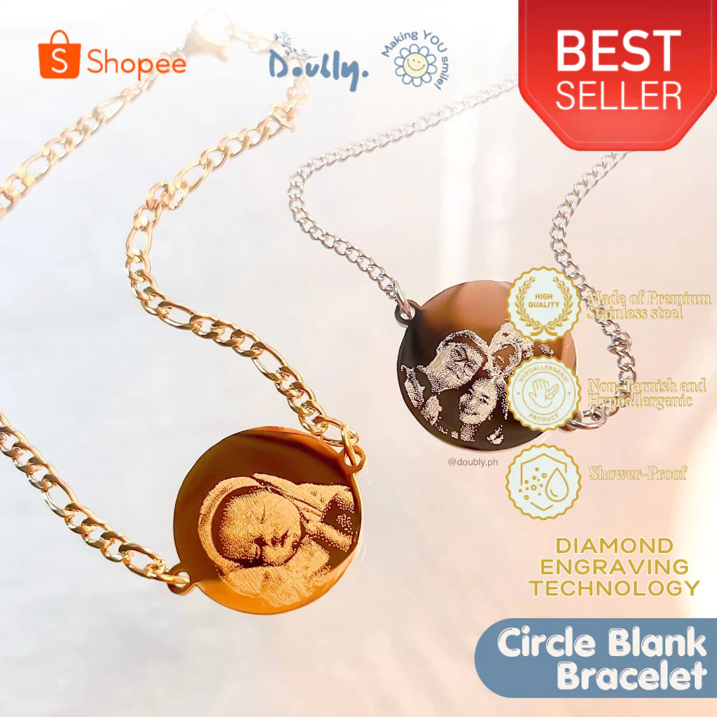 Personalized Photo Engraved Circle Blank Bracelet | Doubly PH