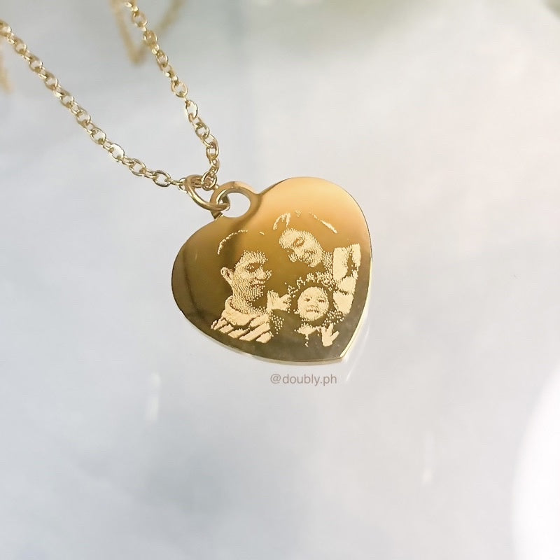 Personalized Photo Engraved Heart Blank Necklace | Doubly PH