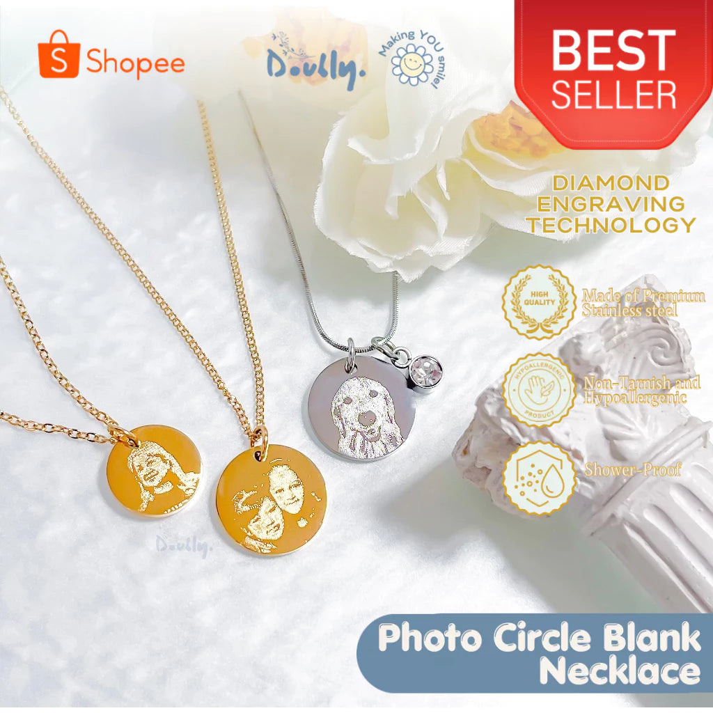 Personalized Photo Engraved Circle Blank Necklace | Doubly PH