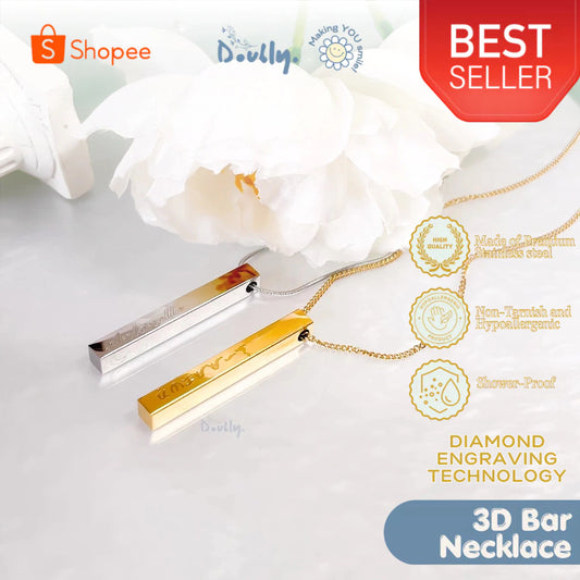 Personalized Minimalist 3D Bar Necklace | Doubly PH